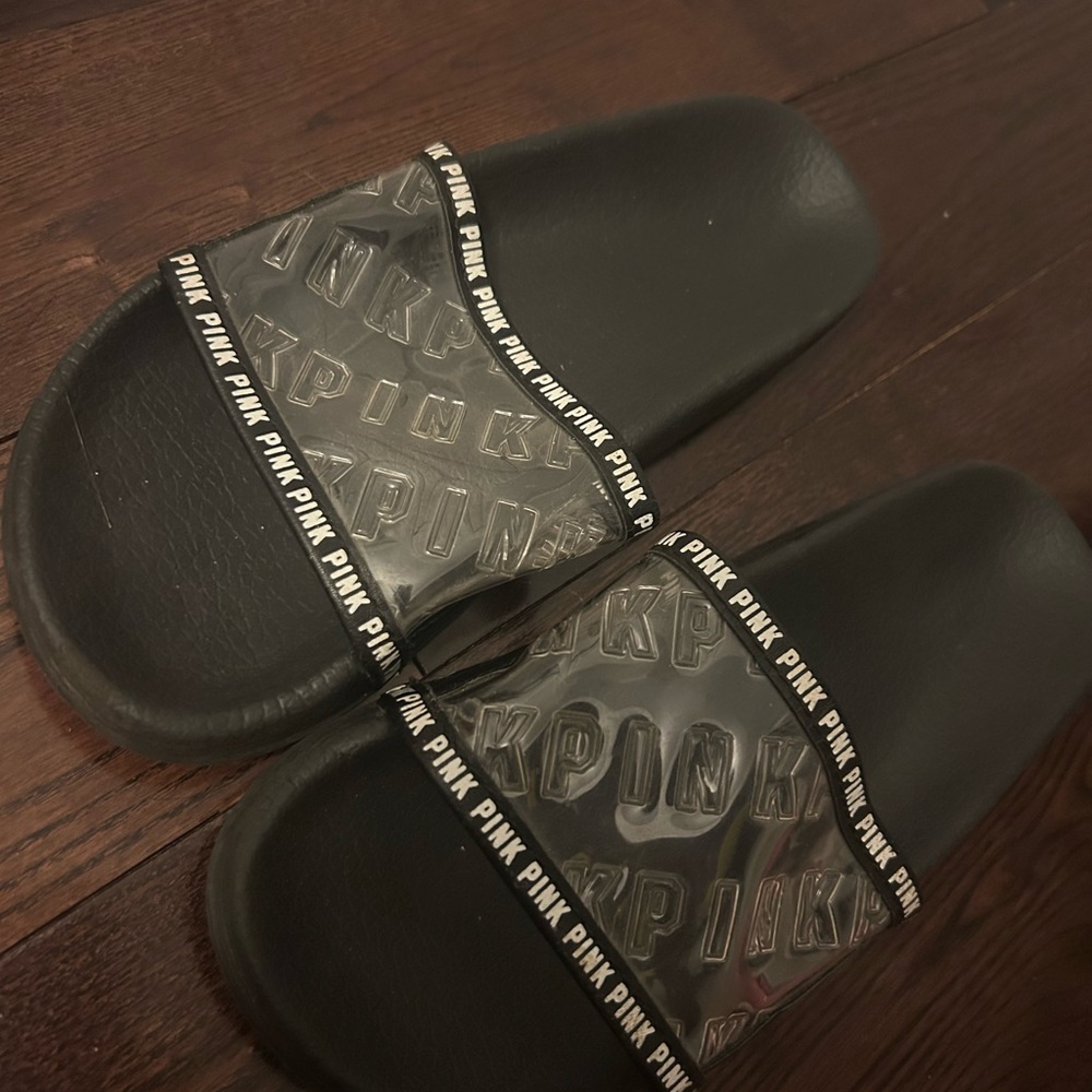 Victoria's Secret PINK Black Slide Sandals